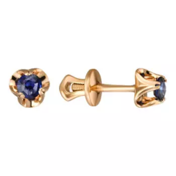 Серебряные серьги-пусеты с сапфирами