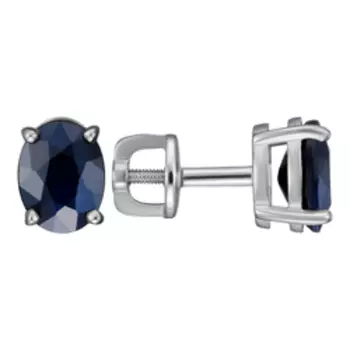 Серебряные серьги-пусеты с сапфирами