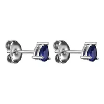 Серебряные серьги-пусеты с сапфирами