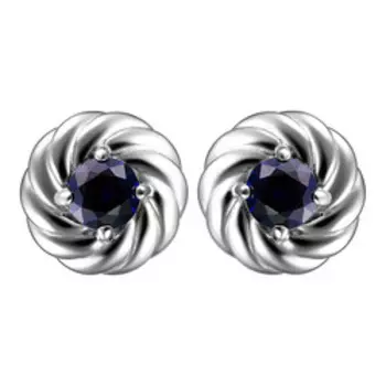 Серебряные серьги-пусеты с сапфирами
