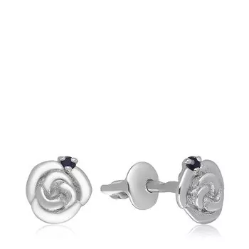 Серебряные серьги-пусеты с сапфирами