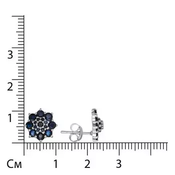 Серебряные серьги-пусеты с сапфирами