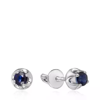 Серебряные серьги-пусеты с сапфирами