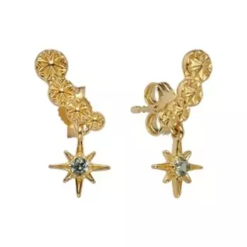 Серебряные серьги-пусеты с сапфирами "Вифлеемская звезда"