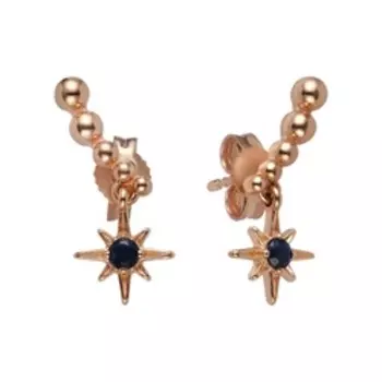 Серебряные серьги-пусеты с сапфирами "Вифлеемская звезда"