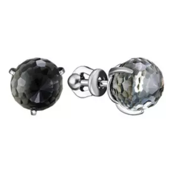 Серебряные серьги-пусеты с серыми кристаллами Swarovski