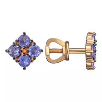 Серебряные серьги-пусеты с танзанитами