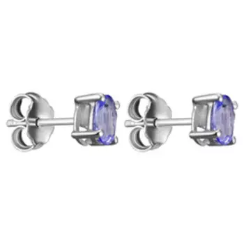 Серебряные серьги-пусеты с танзанитами