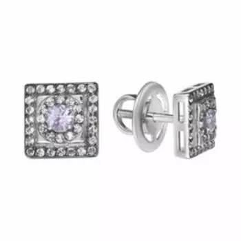 Серебряные серьги-пусеты с танзанитами и топазами