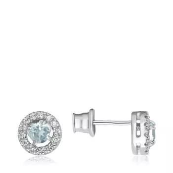 Серебряные серьги-пусеты с топазами