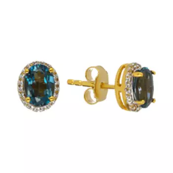 Серебряные серьги-пусеты с топазами