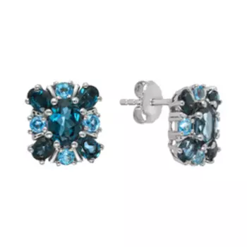 Серебряные серьги-пусеты с топазами