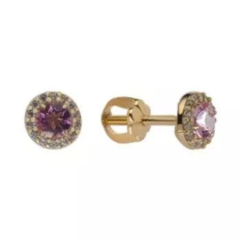 Серебряные серьги-пусеты с топазами и фианитами