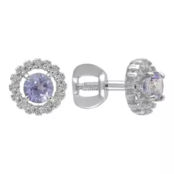 Серебряные серьги-пусеты с топазами и фианитами