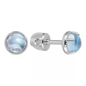 Серебряные серьги-пусеты с топазами sky