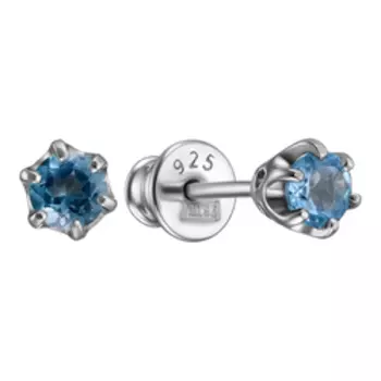 Серебряные серьги-пусеты с топазами Swiss