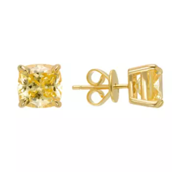 Серебряные серьги-пусеты с желтым кубическим цирконием