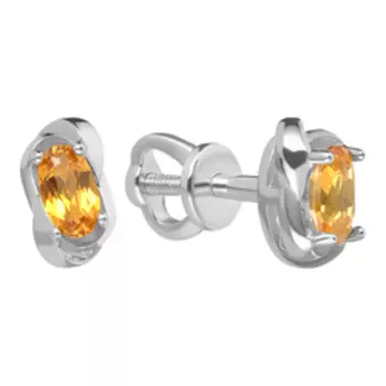 Серебряные серьги-пусеты с желтыми топазами