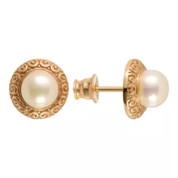 Серебряные серьги-пусеты с жемчугом