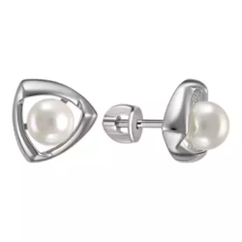 Серебряные серьги-пусеты с жемчугом