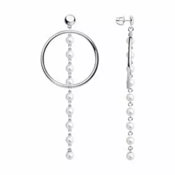 Серебряные серьги-пусеты с жемчугом