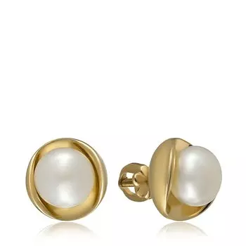 Серебряные серьги-пусеты с жемчугом