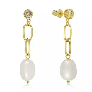 Серебряные серьги-пусеты с жемчугом Барокко