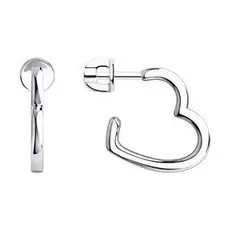 Серебряные серьги-пусеты "Сердце"