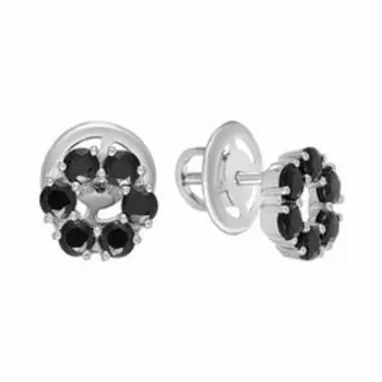 Серебряные серьги-пусеты со шпинелью