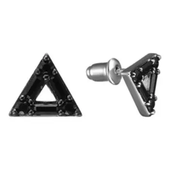 Серебряные серьги-пусеты со шпинелью "Треугольники"