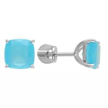 Серебряные серьги-пусетыс мятными халцедонами