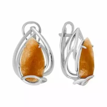Серебряные серьги с абрикосовым кварцем
