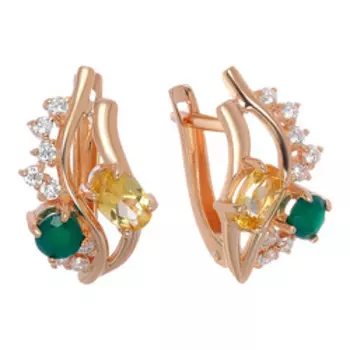 Серебряные серьги с агатами, цитринами и фианитами