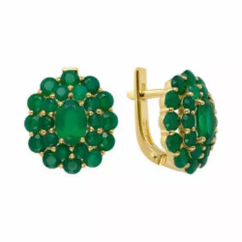 Серебряные серьги с агатами "Цветы"