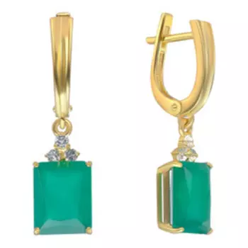 Серебряные серьги с агатами и бесцветными топазами