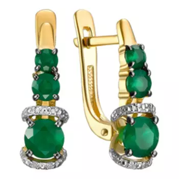 Серебряные серьги с агатами и бриллиантами