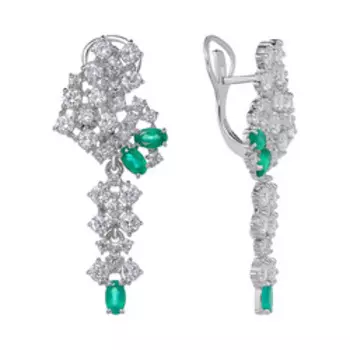 Серебряные серьги с агатами и фианитами