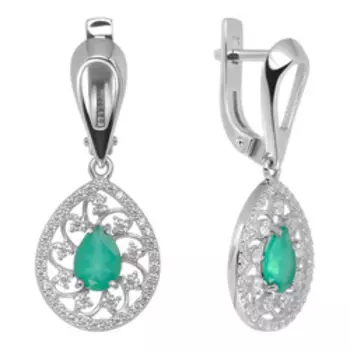 Серебряные серьги с агатами и фианитами