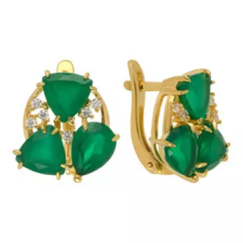 Серебряные серьги с агатами и фианитами