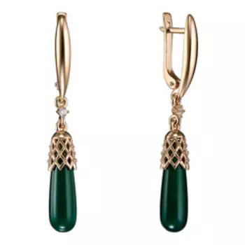 Серебряные серьги с агатами и фианитами