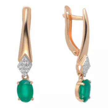 Серебряные серьги с агатами и фианитами