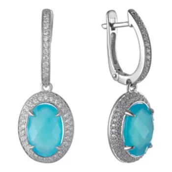 Серебряные серьги с агатами и фианитами