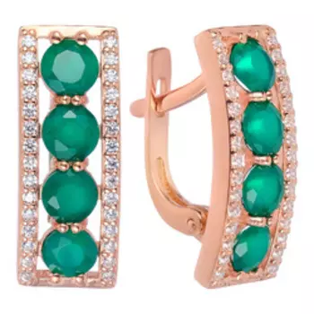 Серебряные серьги с агатами и фианитами