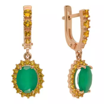 Серебряные серьги с агатами и фианитами