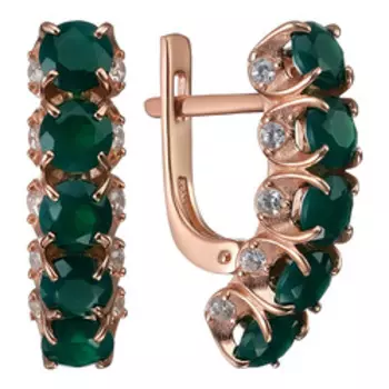 Серебряные серьги с агатами и фианитами