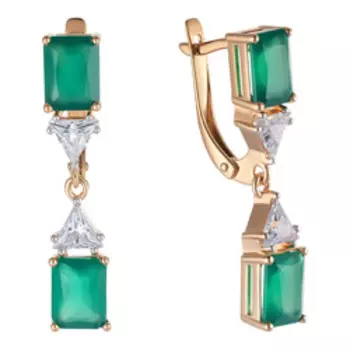 Серебряные серьги с агатами и фианитами