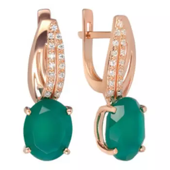 Серебряные серьги с агатами и фианитами