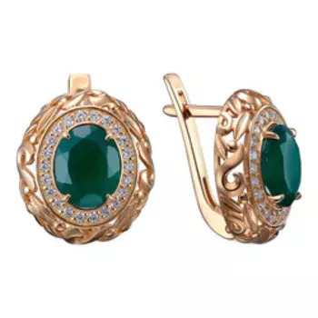 Серебряные серьги с агатами и фианитами