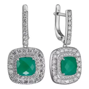 Серебряные серьги с агатами и фианитами