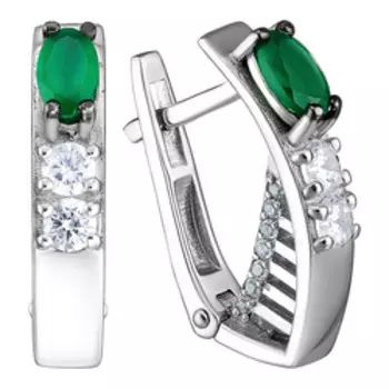 Серебряные серьги с агатами и фианитами